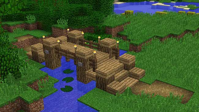 un simple pont en bois Minecraft