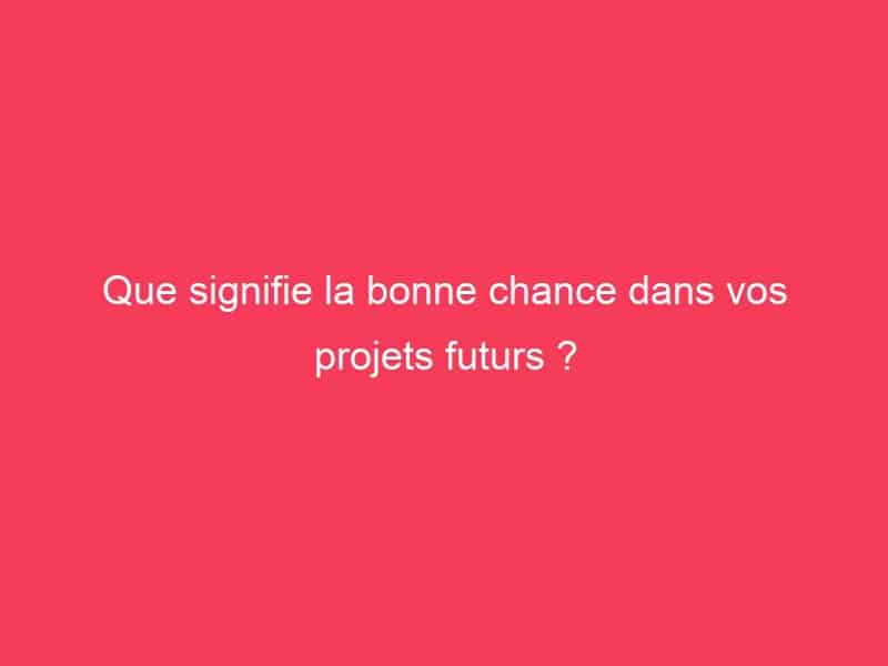 Que Signifie La Bonne Chance Dans Vos Projets Futurs Guide Achat Gamer